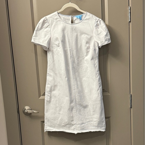 Draper James White Denim Puff Sleeve Shift Dress - Picture 4 of 6